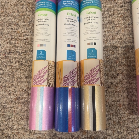 16 Cricut Premium Vinyl Shimmer and Glossy Sets- Pink, Blue, Gold. Set 1 - Picture 2 of 6